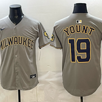 Men's Milwaukee Brewers Robin Yount #19 Gray Replica Player Jersey