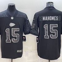 Men's Kansas City Chiefs Patrick Mahomes #15 Black RFLCTV Limited Jersey1