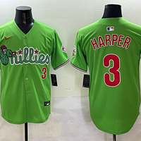 Men's Philadelphia Phillies Bryce Harper #3 Green Player Game Jersey1