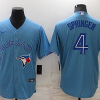 Men's Toronto Blue Jays1 George Springer #4 Light Blue Replica Baseball Jersey
