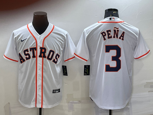 Men's Houston Astros Jeremy Pena #3 White Home Replica Jersey1