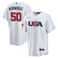 Men's 2023 World Baseball Classic #50 Adam Wainwright USA White Jersey1