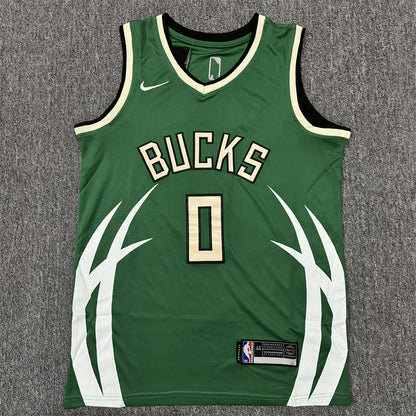 Men's Milwaukee Bucks Damian Lillard #0 Green Swingman Jersey1