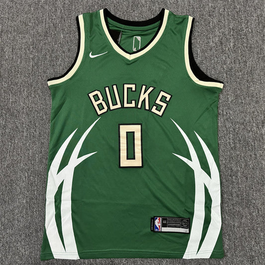 Men's Milwaukee Bucks Damian Lillard #0 Green Swingman Jersey1
