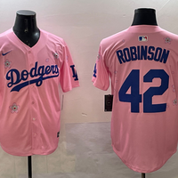 Men's Los Angeles Dodgers Jackie Robinson #42 Pink Alternate Replica Player Jersey1