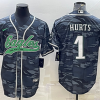 Men's Philadelphia Eagles Jalen Hurts #1 Grey Camouflage Game Jersey1 Joint Edition