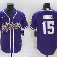 Men's Minnesota Vikings Joshua Dobbs #15 Purple Game Jersey1 Joint Edition
