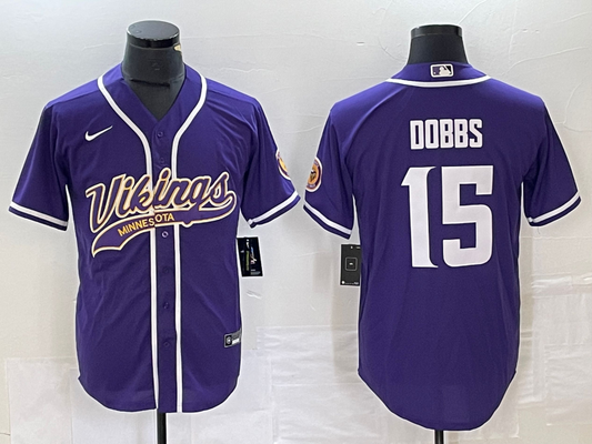 Men's Minnesota Vikings Joshua Dobbs #15 Purple Game Jersey1 Joint Edition