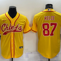 Men's Kansas City Chiefs Travis Kelce #87 Gold Game Jersey1 Joint Edition