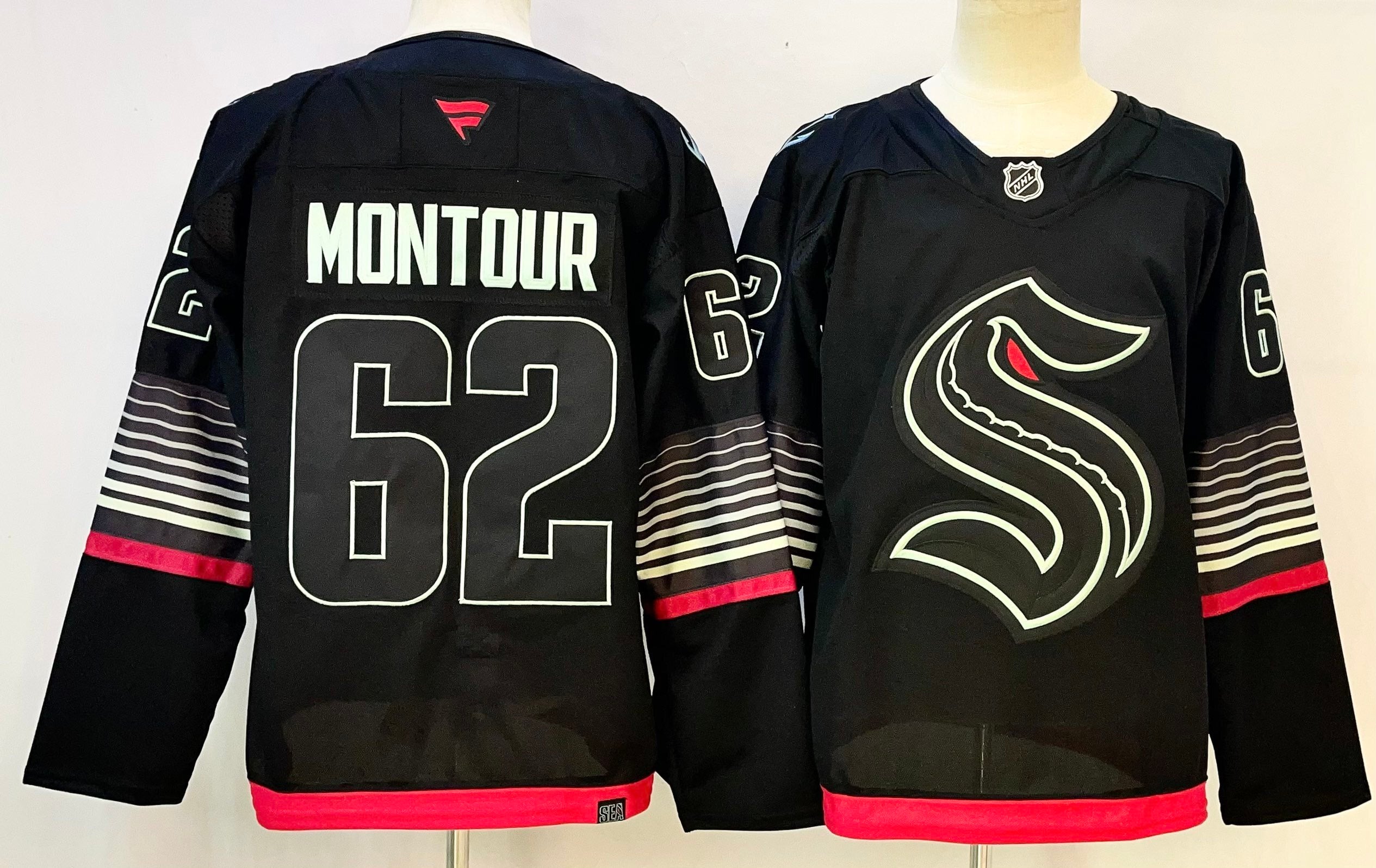 Men's Seattle Kraken Brandon Montour #62 Black Alternate Premium Player Jersey