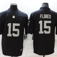 Men's Las Vegas Raiders Tom Flores #15 Black Game Jersey1