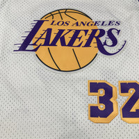 Men's Los Angeles Lakers Magic Johnson #32 Cream Hardwood Classics Swingman Jersey1