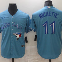 Men's Toronto Blue Jays1 Bo Bichette #11 Light Blue Replica Baseball Jersey