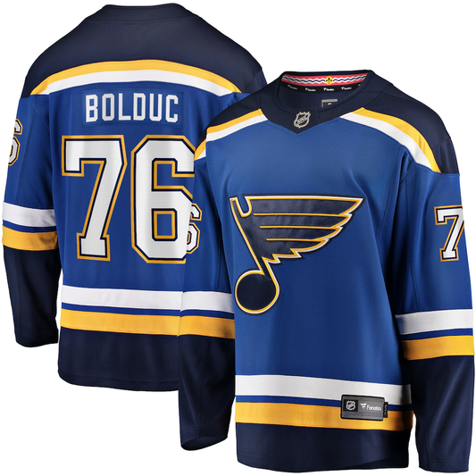 Men's St. Louis Blues Zack Bolduc #76 Fanatics Blue Home Breakaway Player Jersey