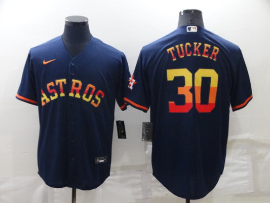 Men's Houston Astros Kyle Tucker #30 Navy Replica Baseball Jersey1