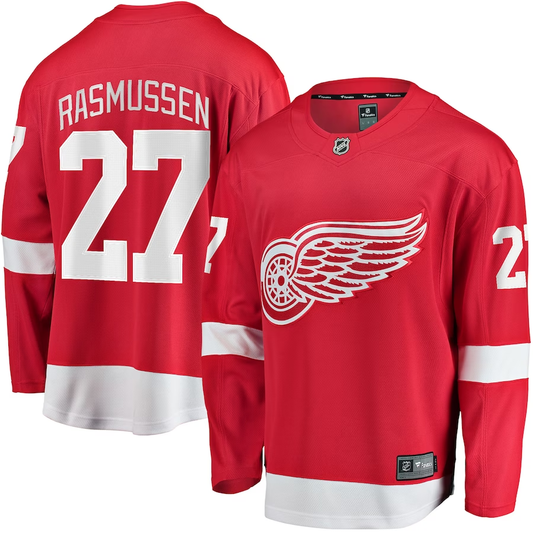 Men's Detroit Red Wings Michael Rasmussen #27 Red Home Breakaway Player Jersey1