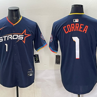 Men's Houston Astros Carlos Correa #1 Navy 2025 City Connect Limited Player Jersey
