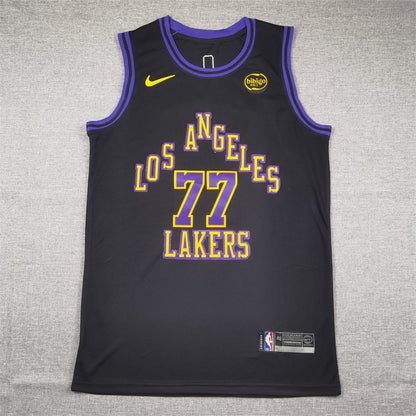 Men's Los Angeles Lakers Luka Doncic #77 Black 2023/24 Swingman Jersey1 - City Edition
