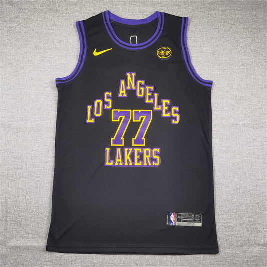 Men's Los Angeles Lakers Luka Doncic #77 Black 2023/24 Swingman Jersey1 - City Edition