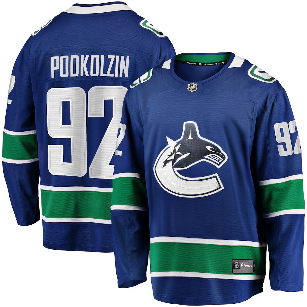 Men's Vancouver Canucks Vasily Podkolzin #92 Fanatics Blue Home Breakaway Player Jersey