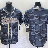 Men's New York Yankees Grey Camouflage Replica Blank Jersey1 Joint Edition