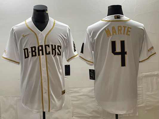 Men's Arizona Diamondbacks Ketel Marte #4 White Replica Baseball Jersey1