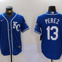 Men's Kansas City Royals Salvador Perez #13 Royal Alternate Replica Player Jersey1
