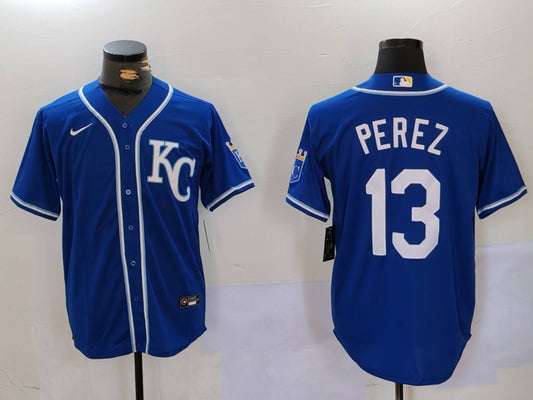 Men's Kansas City Royals Salvador Perez #13 Royal Alternate Replica Player Jersey1