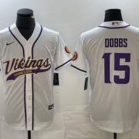 Men's Minnesota Vikings Joshua Dobbs #15 White Game Jersey1 Joint Edition
