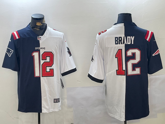 Men's New England Patriots Tom Brady #12 Navy/White Game Jersey1