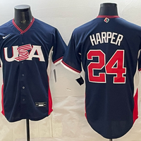 Men's USA Baseball Bryce Harper #24 Navy 2026 World Baseball Classic Stadium Jersey