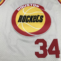 Men's Houston Rockets Hakeem Olajuwon #34 Cream Chainstitch Swingman Jersey1