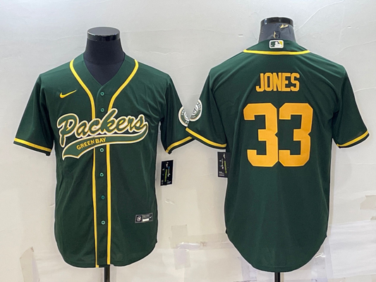 Men's Green Bay Packers Aaron Jones #33 Green Player Jersey1 Joint Edition