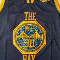 Men's Golden State Warriors Stephen Curry Navy Swingman Jersey1 City Edition