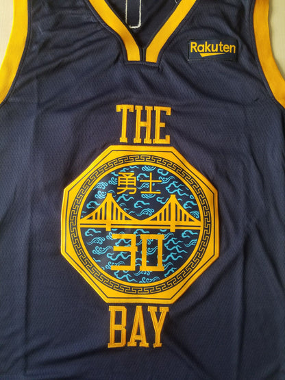 Men's Golden State Warriors Stephen Curry Navy Swingman Jersey1 City Edition