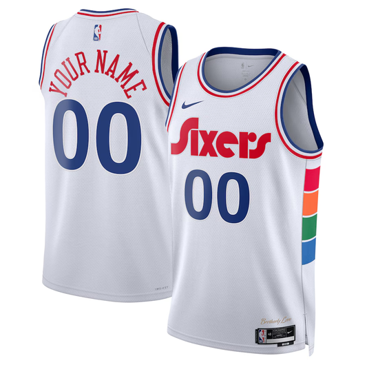 Men's Philadelphia 76ers White 2024/25 Custom Swingman Jersey1 - City Edition