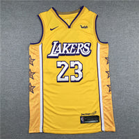 Men's Los Angeles Lakers LeBron James #23 Yellow Swingman Jersey1