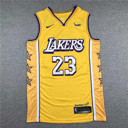 Men's Los Angeles Lakers LeBron James #23 Yellow Swingman Jersey1