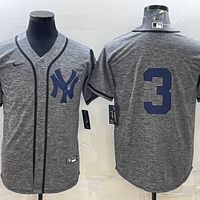 Men's New York Yankees Babe Ruth #3 Gray Replica Game Name Jersey1
