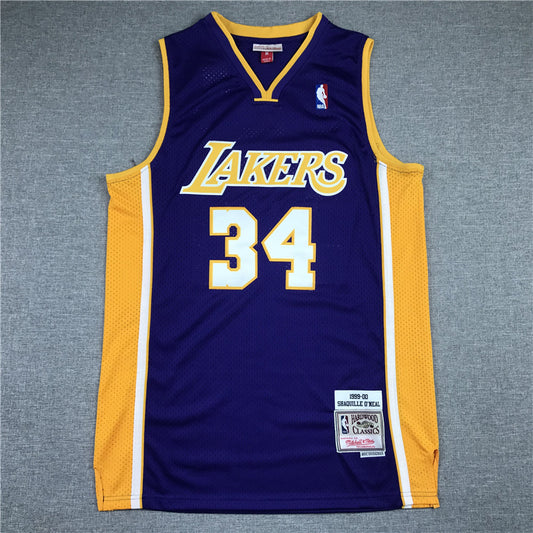 Men's Los Angeles Lakers Shaquille O'Neal #34 Purple 1999-00 Classics Jersey1