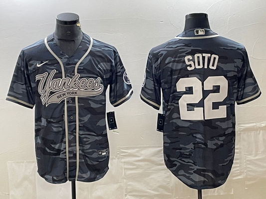 Men's New York Yankees Juan Soto #22 Grey Camouflage Player Jersey1 Joint Edition