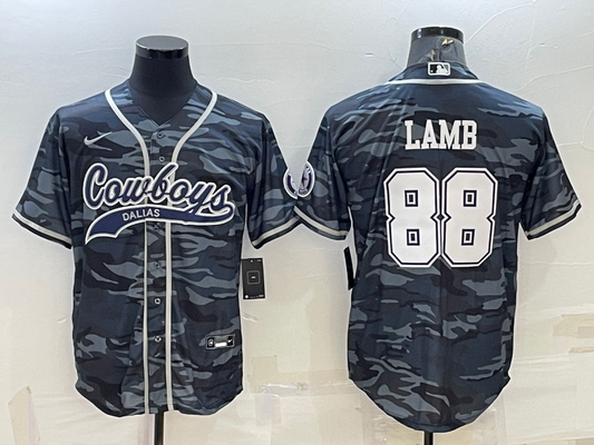 Men's Dallas Cowboys CeeDee Lamb #88 Grey Camouflage Game Jersey1 Joint Edition