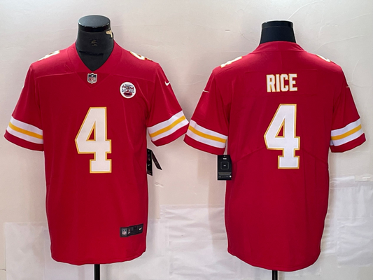 Men's Kansas City Chiefs Rashee Rice #4 Red Game Jersey1