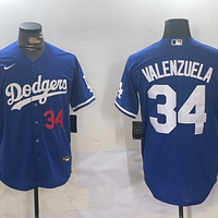 Fernando Valenzuela #34 Los Angeles Dodgers Blue Replica Player Jersey - JerseysFreak