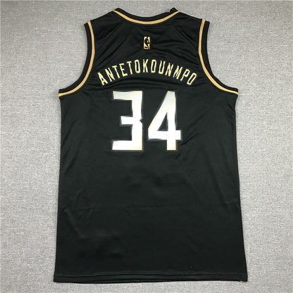 Men's Milwaukee Bucks Giannis Antetokounmpo #34 Black Swingman Jersey1