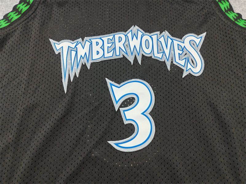 Men's Minnesota Timberwolves Jaden McDaniels #3 Black 1997/98 Hardwood Classics Swingman Jersey1