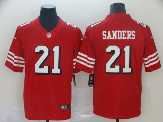 Men's San Francisco 49ers Deion Sanders #21 Red Game Player Jersey1