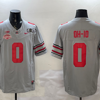 Men's Ohio State Buckeyes #0 Gray 2025 CFP Final National Champions Patch F.U.S.E. Jersey