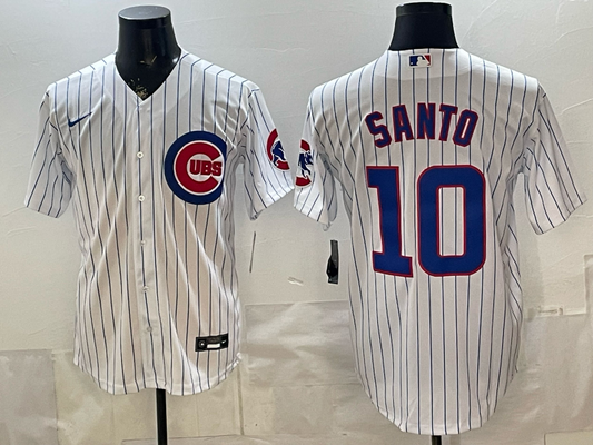 Men's Chicago Cubs Ron Santo #10 White Home Replica Jersey