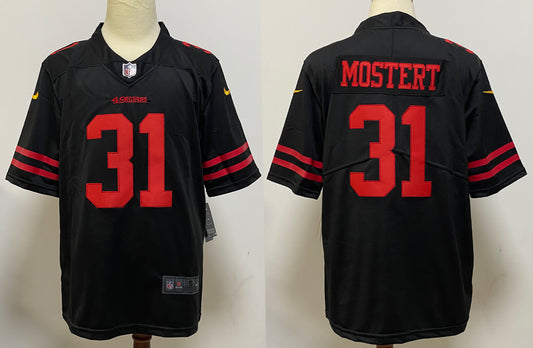 Men's San Francisco 49ers Raheem Mostert #31 Black Game Player Jersey1